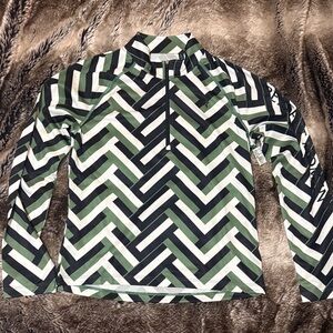 Perfect Moment Green and Black Geometric Top